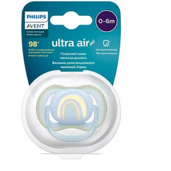 Philips Avent пустышка Ultra Air Deco SCF086/03, радуга, 0-6M, 1 шт., силикон, ортодонтическая (SCF086/03)
