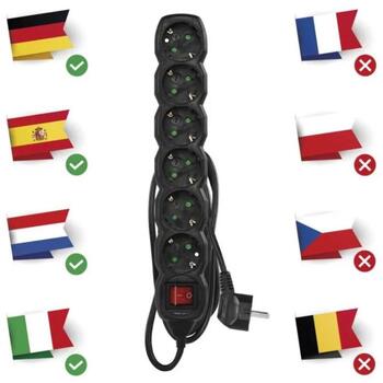 Emos Удлинитель PC1621R, 1,5м, 6x2P+PE, 3680W, PVC, с выключателем, защита от детей (PC1621R)