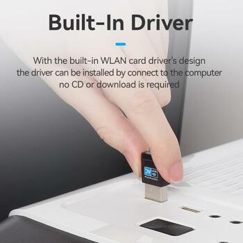 Vention USB adapteris 2.4G/5G KDSB0, 433 Mbit/s, WLAN, 802.11a/b/g/n/ac, 128-bit WEP, Plug and Play, melns (KDSB0)