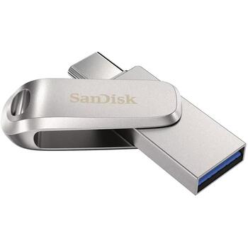 Sandisk Ultra Dual Drive Luxe USB zibatmiņas disks SDDDC4-032G-G46, 32GB, USB Type-A / USB Type-C, 3.2 Gen 1, 150MB/s, metāls (SDDDC4-032G-G46)