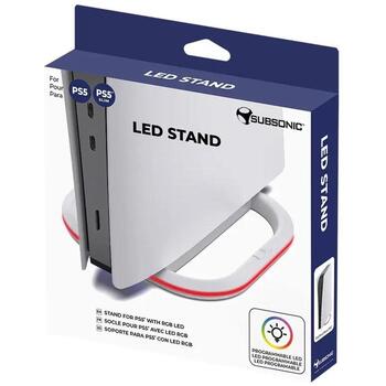 Subsonic LED statīvs PS5 un PS5 Slim SA5686, balta, RGB LED, savietojams ar PS5, PS5 Slim, kabelis iekļauts (SA5686)