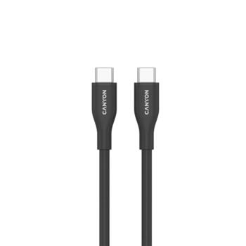 Vads ar USB C līdz USB C savienojumu 60 W ātro uzlādi un silikona pārklājumu CC60SC10 C-C 60W 1 m Silicon Melns CNS-CC60SC10B CANYON (CNS-CC60SC10B)