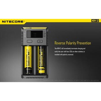 Nitecore Зарядное устройство INTELLICHARGERNEWI2 1000mA, 2 слота, поддержка аккумуляторов 3.7V и 4.35V, ACD технология (INTELLICHARGERNEWI2)