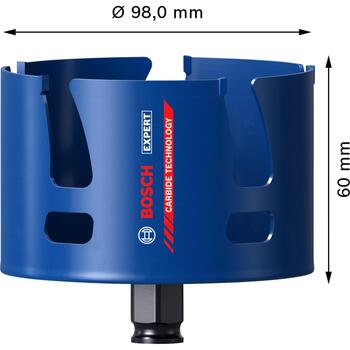 Bosch Construction caurumu zāģis 2608900479, 98mm, Power Change, HEX, karbīds, betonam, kokam, mūrim (2608900479)