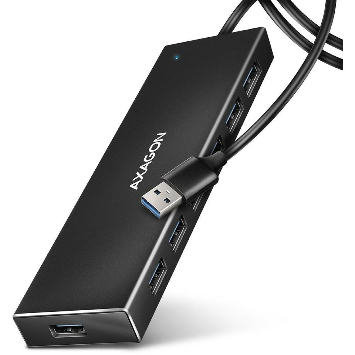 Axagon USB хаб HUE-F7A USB 3.2 7x USB-A, 1 м кабель, алюминиевый корпус, Hot Plug, Plug and Play (HUE-F7A)