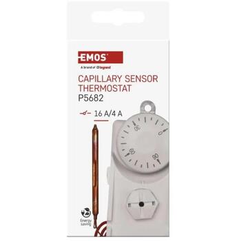Emos Капиллярный термостат P5682, 230V AC, 50Hz, 1m капиллярный датчик, 0-90°C, ручной термостат (P5682)
