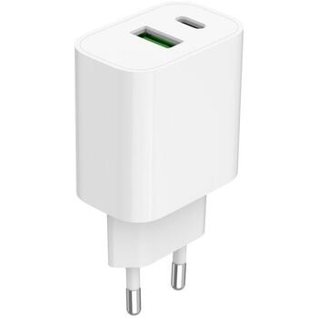 Gembird Зарядное устройство TA-UC-PDQC20-01-W 20 Вт, 1x Type-C, 1x Type-A, QC 3.0, PD, AC, A 0.5, 100-240 В, Белый (TA-UC-PDQC20-01-W)
