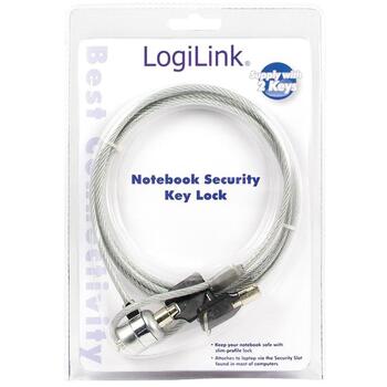 Logilink замок безопасности для ноутбука nbs003, 1.5 м, сталь, ПВХ покрытие, кодовый замок, 2 ключа (nbs003)