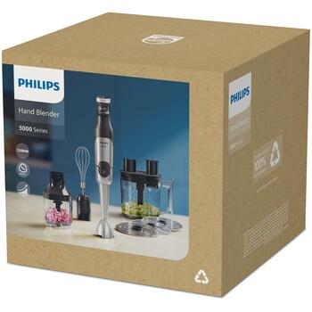 Philips Погружной блендер HR2685/00, Мощность 1200 Вт, Макс. скорость вращения 15000 об/мин, Объем чаши 1.7 л, Технология ProMix (HR2685/00)