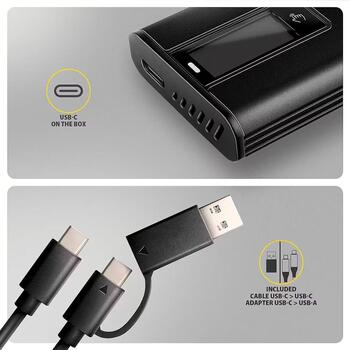 EEM2-SD2B Obudowa zewnętrzna aluminiowa bezśrubowa USB-A/C 3.2 Gen2 M.2 NVMe/SATA wyświetlacz LED, czarny (EEM2-SD2B)