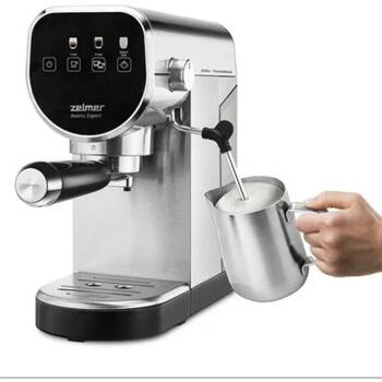 Zelmer Кофемашина ZCM7300 71707053P, 1360Вт, 20бар, 0.9л, портафильтр, сенсорная панель, вспенивание молока, несколько чашек (71707053P)