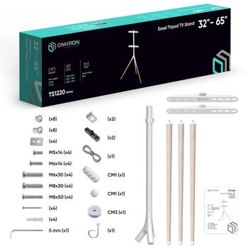 Onkron TV statīvs TS1220-W, 32-65'', 35 kg, VESA 100x100-400x400 mm, augstuma regulēšana 700-1200 mm, 360° pagrieziens, balts (TS1220-W)