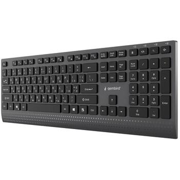 Gembird KB-MCH-06-CYRL plānā vadu multimēdiju klaviatūra, Type-C adapteris, krievu izkārtojums, melna (KB-MCH-06-CYRL)