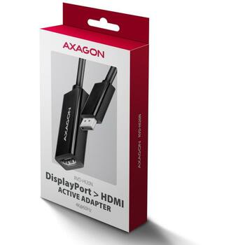 Axagon адаптер RVD-HI20N DP на HDMI, 0.15 м, 4K/60Hz, черный, 1 HDMI порт, 1 DisplayPort (RVD-HI20N)