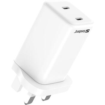 Sandberg Lādētājs 441-62, 230V AC, 2xUSB-C, 65W, 20W, 45W+18W, balts, polikarbonāts (441-62)