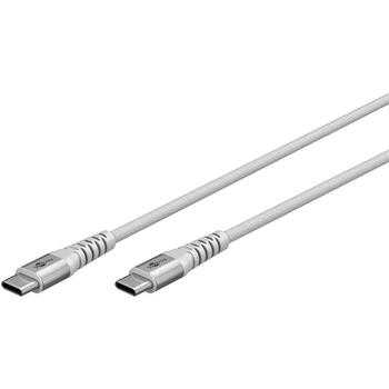 Goobay USB-C Supersoft Textile Cable 70194, 2m, 3A, 60W, 480Mbps, balts, metāla spraudnis, aizsardzība pret locīšanu (70194)
