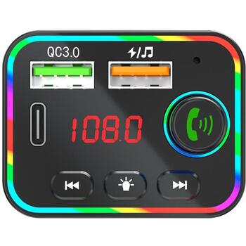 Tracer SoundCast Передатчик FM BT TRACAU47755, Bluetooth 5.3, LED, USB-C 25W, черный, цветная подсветка (TRACAU47755)