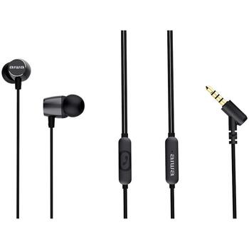 Aiwa ESTM-30BK внутриканальные наушники, 10mm, 16Ω, 20-20000Hz, 105dB, микрофон, 120cm, 3.5mm (ESTM-30BK)