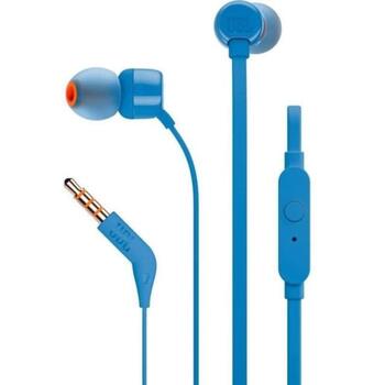 Jbl наушники JBLT110BLU, 3,5мм, 9мм, 20Гц - 20кГц, микрофон, 1-кнопочное управление, плоский кабель (JBLT110BLU)