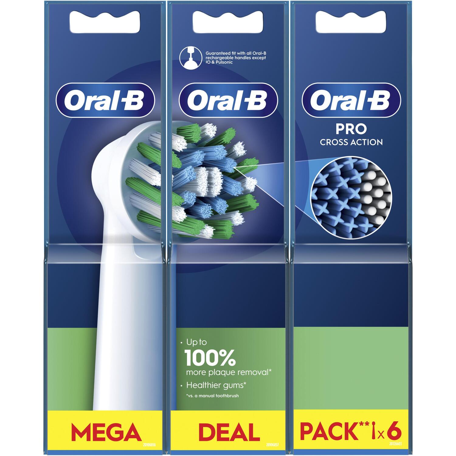 Oral-B nomaināmie zobu birstes uzgaļi EB50RX-6 Cross Action Pro, 6 gab, pieaugušajiem, balts (EB50RX-6)