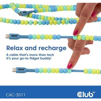 Club3D USB-C к USB-C кабель CAC-3011, 2м, 60Вт, 2 USB-C разъема, синий (CAC-3011)