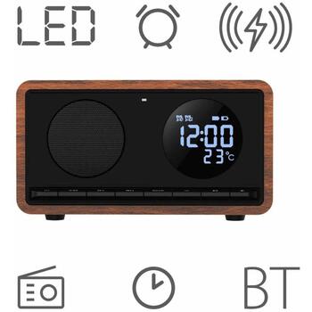 Manta Радио будильник RDI912B, 10W, Bluetooth 5.1, 2200mAh, FM радио, термометр, черный (RDI912B)