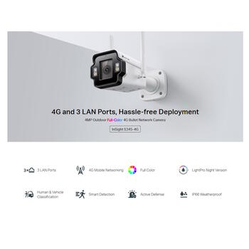 TP-Link InSight S345-4G уличная IP камера видеонаблюдения Bullet 4 MP Full-Color 4G H.265+ IP66 двусторонний аудио InSight S345-4G (4 mm) Белый (INSIGHT S345-4G(4MM))