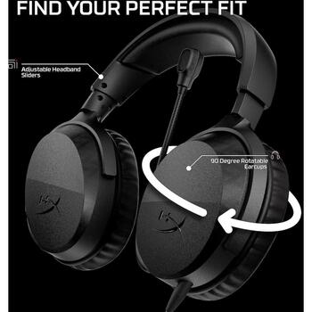 HyperX Cloud Stinger 3 spēļu austiņas BS1T6AA, 50 mm, vads, balts, slēgts, binaurāls, circumaural, galvas lente, boom mikrofons (BS1T6AA)