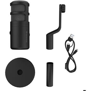 Genesis Datora mikrofons Radium 350D NGM-2168, -48 dB, 60-14000 Hz, 24 biti, 192 kHz, USB-A, USB-C, dinamisks, kardioīds, melns (NGM-2168)
