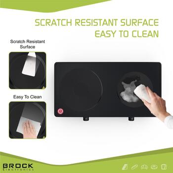 Brock EP 200 BK мини-плита, 2 конфорки, 2500 Вт, 18,5/15,5 см, 220-240 В, черный (EP 200 BK)