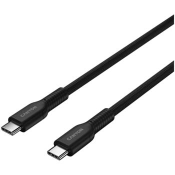 Vads ar USB C līdz USB C savienojumu 60 W ātro uzlādi un krāsainu pītu pārklājumu OnWire 60CL C-C 60W COLOR Braided 1 m Melns CND-CCAP60AB10B CANYON (CND-CCAP60AB10B)