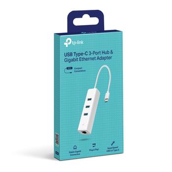 Tp-Link USB centrmezgls un Gigabit Ethernet adapteris UE330C, 3xUSB 3.0, 1000Mbps, kompakts, Plug and Play (UE330C)