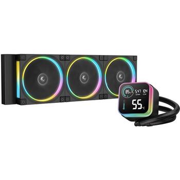 Deepcool šķidruma dzesētājs LQ360 ULTRA ARGB R-LQ360-BKASMC-G-1, 1.9 kg, 55 cfm, 3 ventilatori, PWM atbalsts, ARGB (R-LQ360-BKASMC-G-1)