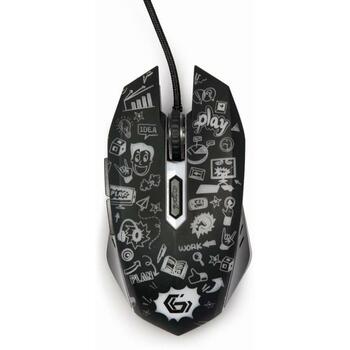 Gembird USB datorpele MUS-6B-GRAFIX-01, 6 pogas, 3600 DPI, optiskā, ergonomisks, multicolor apgaismojums (MUS-6B-GRAFIX-01)