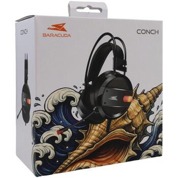 Baracuda Наушники CONCH-B, 307g, Черный, 118dB, 32Ω, 2.15m, 20Hz-20KHz, Накладные, Синяя LED подсветка (CONCH-B)