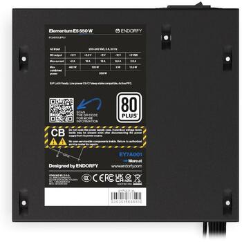 ENDORFY Elementum E5 barošanas bloks datoram 550W ATX 80 PLUS 120mm Active PFC 2xPCIe 4xSATA EY7A001 (EY7A001)