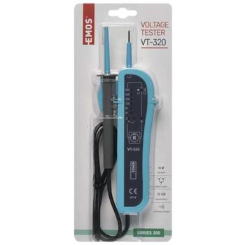 Emos Тестер напряжения VT-320 M0012A, 12–690 V AC/DC, 9 V, оптический + акустический, индикация фазы, индикация полярности (M0012A)
