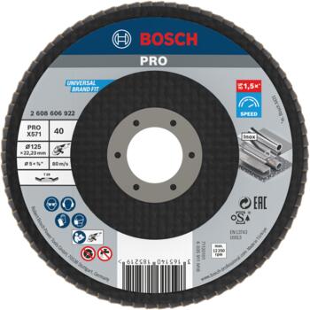 Slīppap.slīpšķ.metal top D=125 mm,K 40,1 gab., Mazām leņķa slīpmašīnām PRO X571 VĒDEKĻVEIDA DISKS, 2608606922, BOSCH (2608606922)