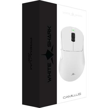 White Shark игровая мышь CAMILLUS WGM-9013, 30000 DPI, 1000 Hz, 70 G, 6 кнопок, 62 г, USB, 2.4 GHz, Bluetooth, OMRON, PTFE (CAMILLUS-W)