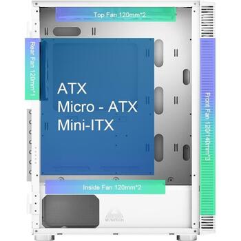 Montech Kaste X3GLASS(W), Midi Tower, 3x140mm, 1x120mm, 2x2.5