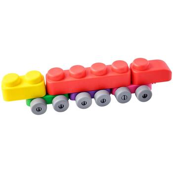 Gerardo's Toys mīksto klucīšu komplekts ar riepām, 14 gab. (10 gab. + 4 riepu detaļas) (GT3100)