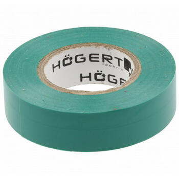Hogert HT1P284 изоляционная лента, 0.13мм x 19мм x 20м, зеленая, 125%, от -20°C до +60°C, водонепроницаемая, самозатухающая (HT1P284)