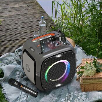 Manta Караоке колонка SPK3400000001, 100W, 10ч, IPX5, Bluetooth, AUX, Микрофон, USB, MicroSD, LED (SPK3400000001)