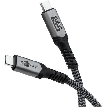 Goobay USB-C кабель 74213, 1.8 м, 240 Вт, 40 Гбит/с, 8K60Hz, 4K60Hz, HDR10, USB4, EPR, 5 А, круглый (74213)