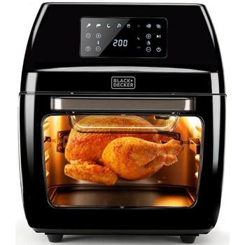 Black Decker Karstā gaisa friteris 12L ES9730030B, 1700W, 40-200°C, 6h taimeris, melns, digitālais displejs, nelīpošs (ES9730030B)