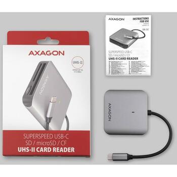 Axagon Читатель карт памяти CRE-S3C, USB 3.2 Gen 1, 3 слота, поддерживает CF, MicroSD, MicroSDHC, MicroSDXC, SD, SDHC, SDXC (CRE-S3C)