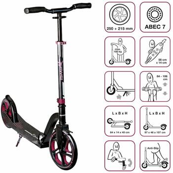 MUUWMI Aluminium Scooter PRO самокат AU 580, 250/215mm, 82A ABEC 7, 5,5кг, 100кг, красный (AU 580)