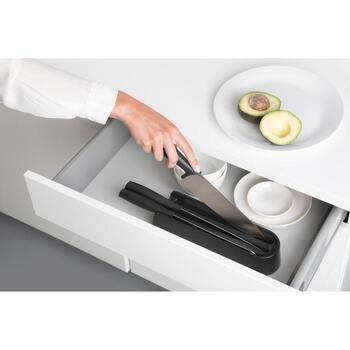 Brabantia Tasty+ блок для ножей в ящик 123023, 3 ножа, 0,5кг, тёмно-серый (123023)