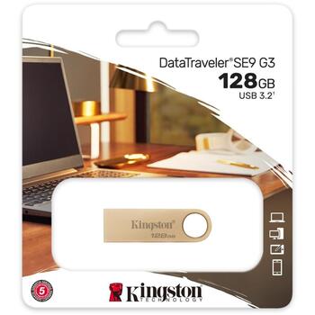 Kingston DataTraveler флешка DTSE9G3/128GB, 128 ГБ, 220 МБ/с, USB Type-A, металлический корпус, 1 шт (DTSE9G3/128GB)