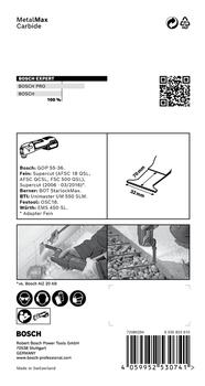 Svārstību daudzfunkcionālajiem darbarīkiem EXPERT MAII 32 AIT METALMAX GREMDZĀĢĒŠANAS ASMENS BOSCH 2608900022 (2608900022)